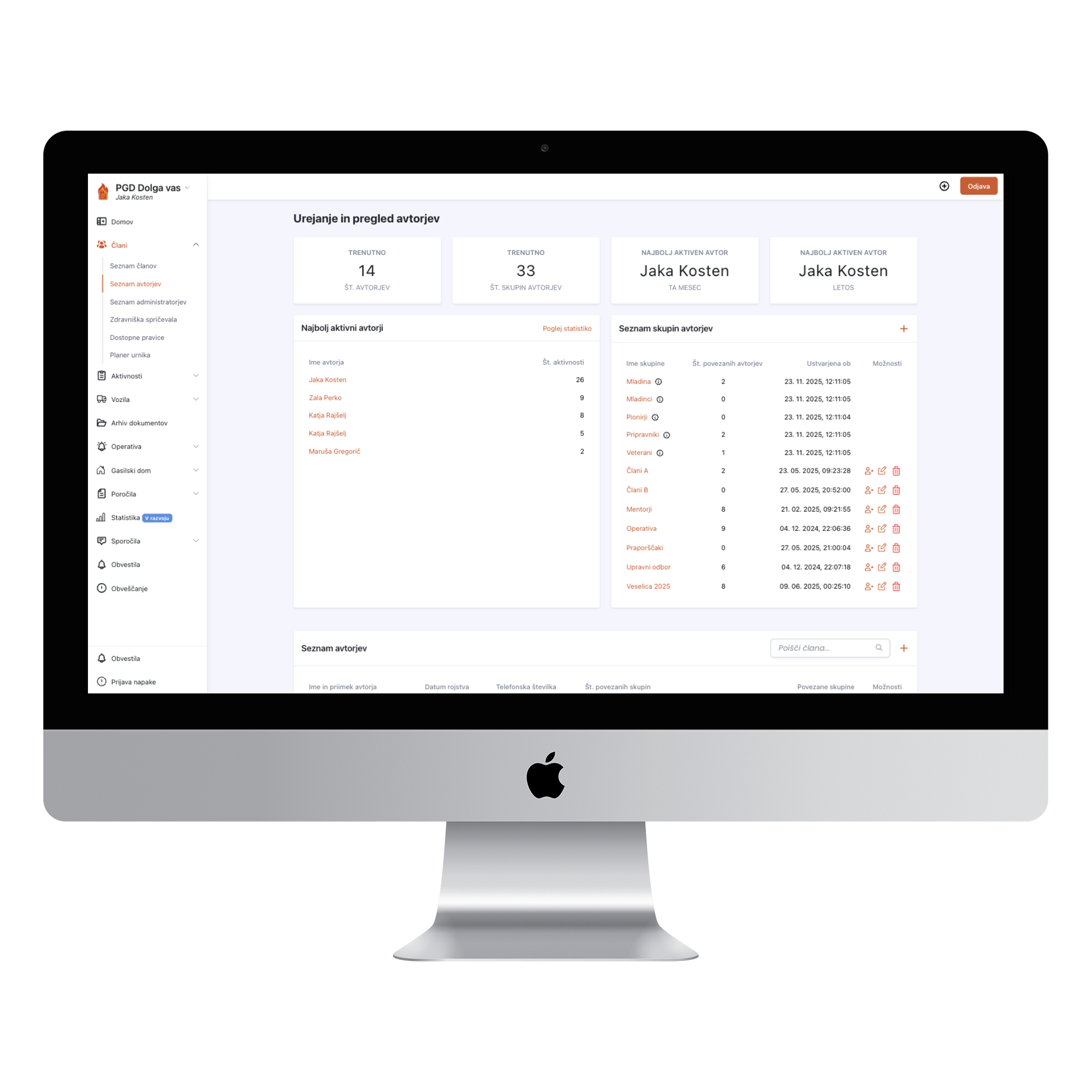 Predogled aplikacije EvidentIS